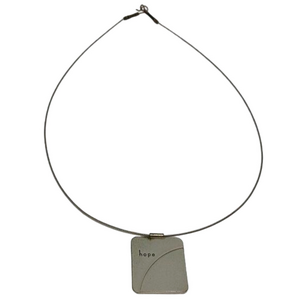 ARTISAN sterling silver 925 modernist style HOPE necklace pendant statement.